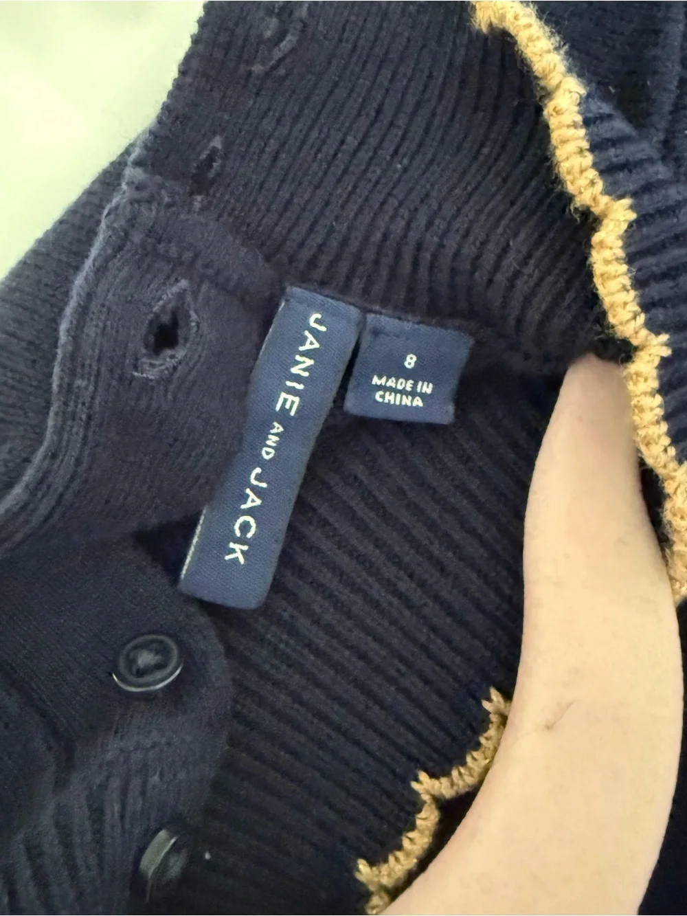 Janie and Jack Navy Knit Bodice with Green & Blue Plaid Skirt Dress